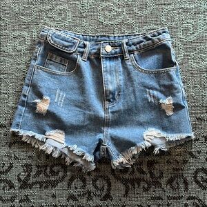 SHEIN Blue Distressed Jean Shorts